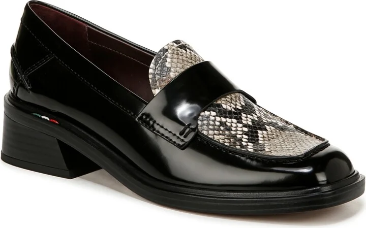 Franco Sarto Women's Gabriella Block Heel Loafers - Grey Snake/Black Faux Leather
