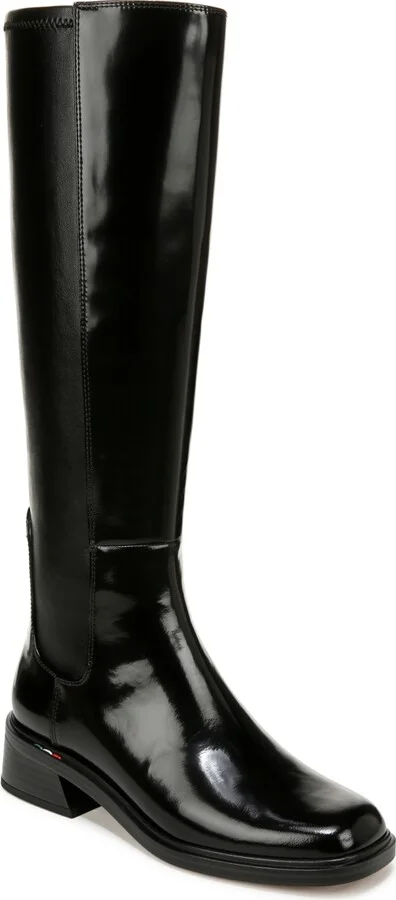 Franco Sarto Women's Giselle Square Toe Knee High Boots - Black Patent Leather/Faux Leather