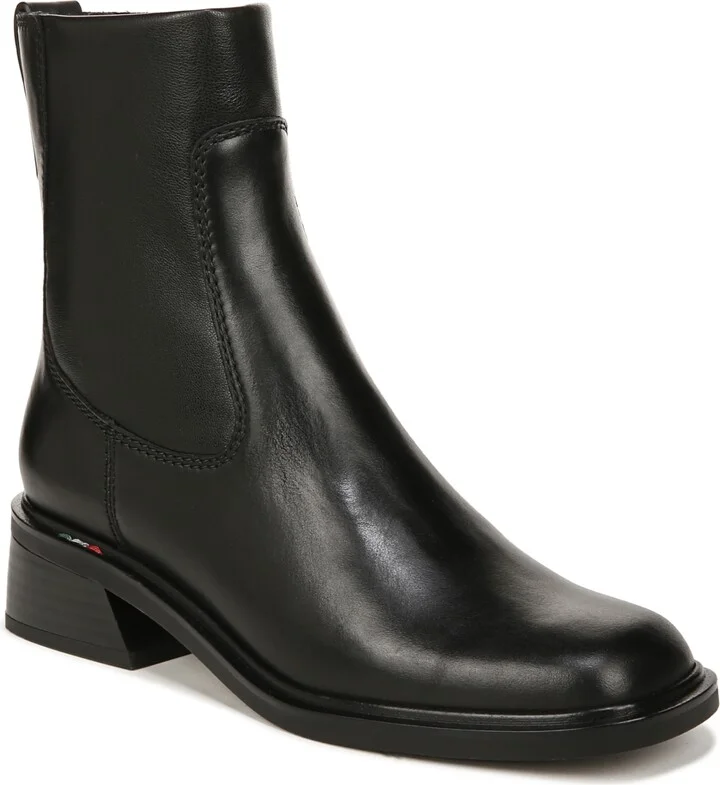 Franco Sarto Women's Gracelyn Square Toe Booties - Black Leather/Faux Leather