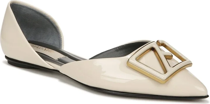 Franco Sarto Womens Hadley D'Orsay Pointed Toe Flats White Patent 6 M