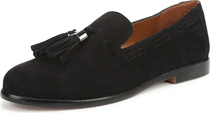 Franco Sarto Women's Hartlie Loafer Black Suede 7 W