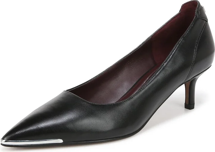 Franco Sarto Womens Kalsa Kitten Heel Pump Black Leather 7.5 W