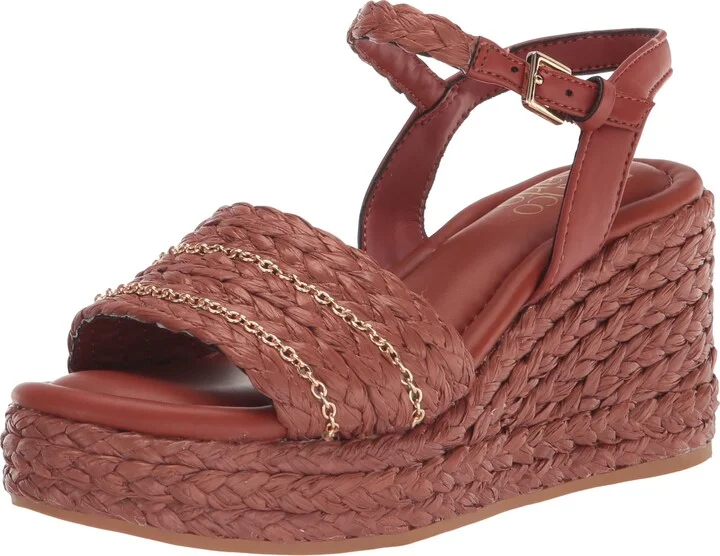 Franco Sarto Womens L-Peachy Wedge Sandal Rust 7.5 M