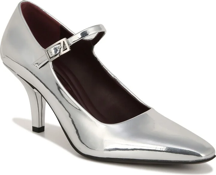 Franco Sarto Womens Lola Mary Jane High Heel Pump Silver Metallic 5 M