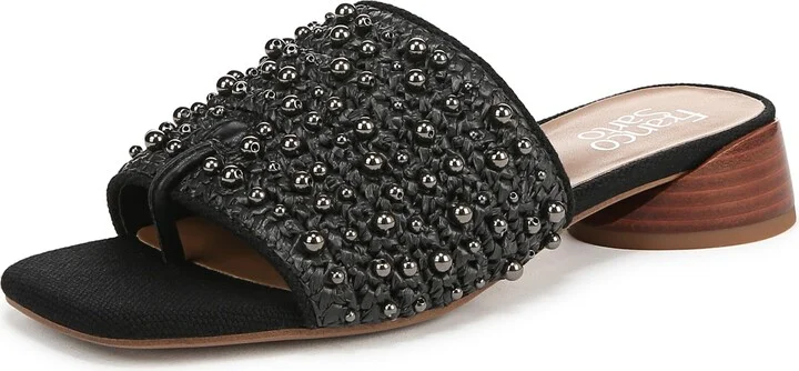 Franco Sarto Womens Loran Slide Sandal Black Stud 6.5 W