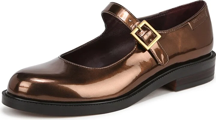 Franco Sarto Womens Melfi Mary Jane Buckle Dress Shoe Brown Metallic 8.5 M