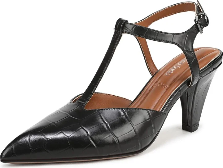 Black Croc Print Leather