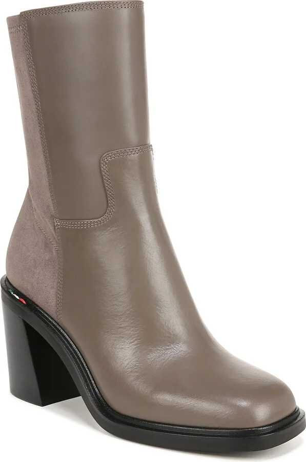 Franco Sarto Womens Penelope Mid Calf Chunky Heel Bootie Shadow Grey Leather 11 M