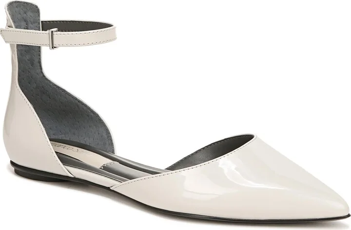 Franco Sarto Womens Racer Flat D'Orsay Pointed Toe Shoe Light Grey Patent 5 M