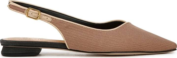 Franco Sarto Women's Raena 2 Pointed Toe Slingback Flats - Tan/Black Twill Fabric - Image 2