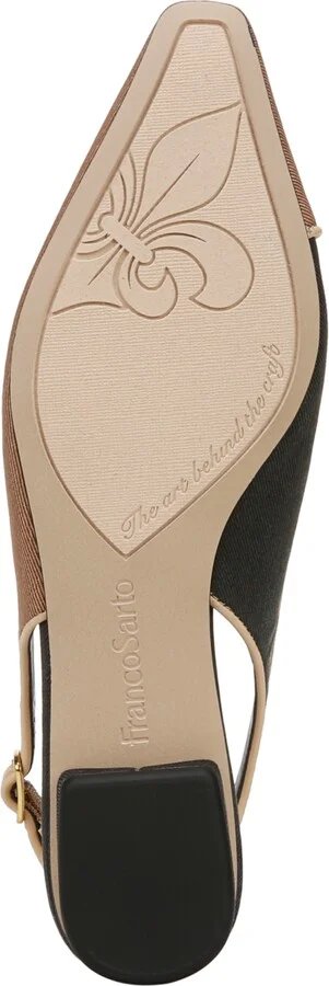 Franco Sarto Women's Raena 2 Pointed Toe Slingback Flats - Tan/Black Twill Fabric - Image 5