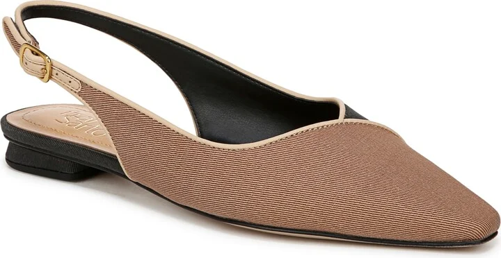 Franco Sarto Women's Raena 2 Pointed Toe Slingback Flats - Tan/Black Twill Fabric