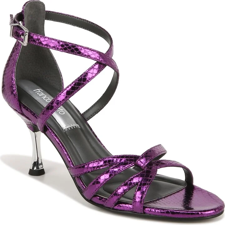 Franco Sarto Womens Rika Strappy Heeled Dress Sandals Raspberry Pink Snake 7.5 M