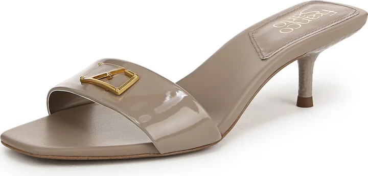 Franco Sarto Womens Roey Heeled Sandal Marble Grey Patent Leather 5.5 M