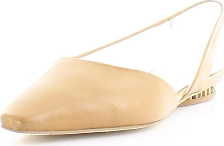 Franco Sarto Womens Sarto Riva Pointed Toe Slingback Flat Cuoio Tan Leather 9 M