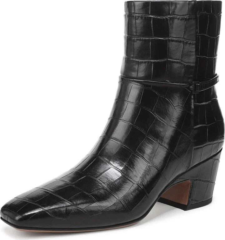 Franco Sarto Women's Saydie Ankle Boot Black Croc Print Leather 6 M