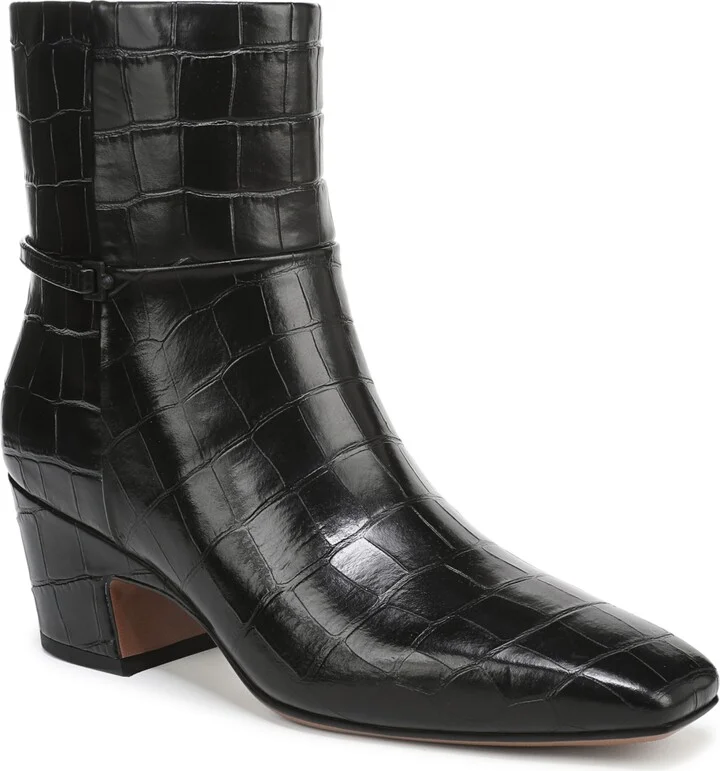Black Croc Print Leather