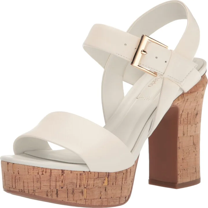 Franco Sarto Womens Scarlett Platform Sandal White Leather 8 M