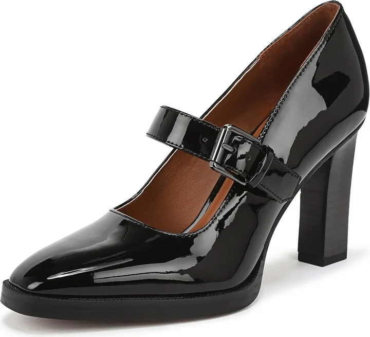 Franco Sarto Women's Shalina Pump Black Patent Faux Leather 9 M