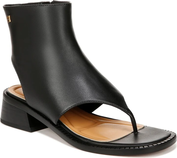 Franco Sarto Womens Skye Open Toe Cutaway Sandal Black Leather 8.5 M