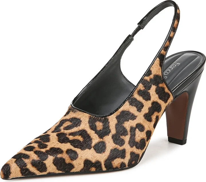 Franco Sarto Womens Sorrento Pointed Toe Slingback Pump Camel Brown Animal Print 7.5 M