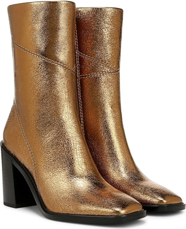 Franco Sarto Womens Stevie Mid Calf Boot Bronze Metallic 7 M