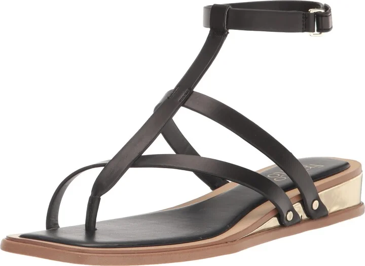 Franco Sarto Womens Sybil Wedge Sandal Black 9.5 M