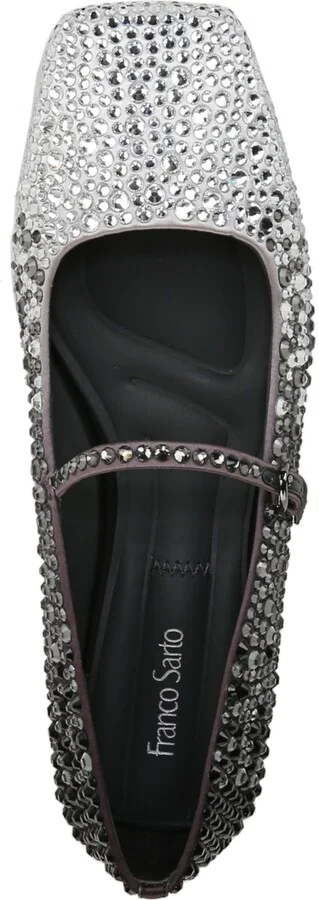 Franco Sarto Women's Tinsley Rhinestone Square Toe Mary Jane Flats - Silver Gemstone/Fabric - Image 4