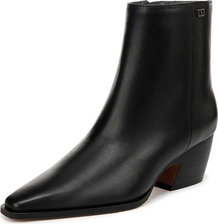 Franco Sarto Womens Vivian Pointed Toe Ankle Bootie Black Smooth Leather 12 M