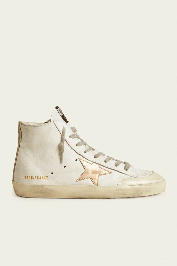 Francy White Gold Leather Sneaker