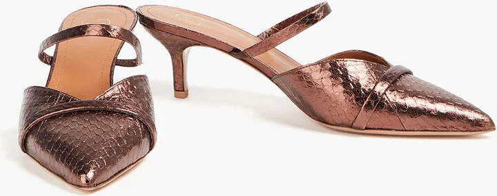 Frankie 45 metallic snake-effect leather mules - Image 2