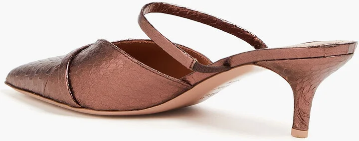 Frankie 45 metallic snake-effect leather mules - Image 3