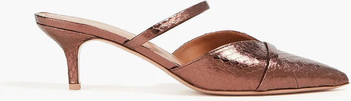 Frankie 45 metallic snake-effect leather mules