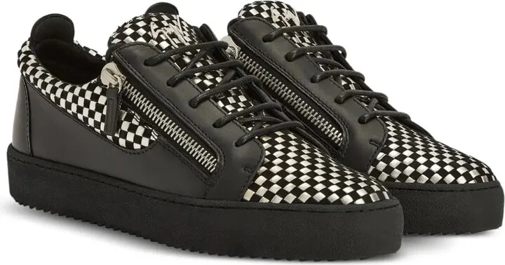 Frankie checked leather sneakers - Image 2