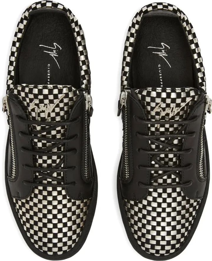 Frankie checked leather sneakers - Image 4