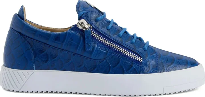 Frankie crocodile-effect zip sneakers