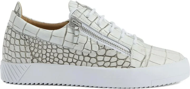 Frankie crocodile-effect zip sneakers