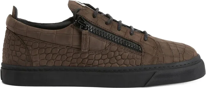 Frankie crocodile-effect zip sneakers