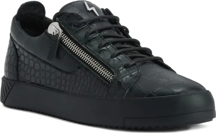 Frankie crocodile-effect zip trainers - Image 2