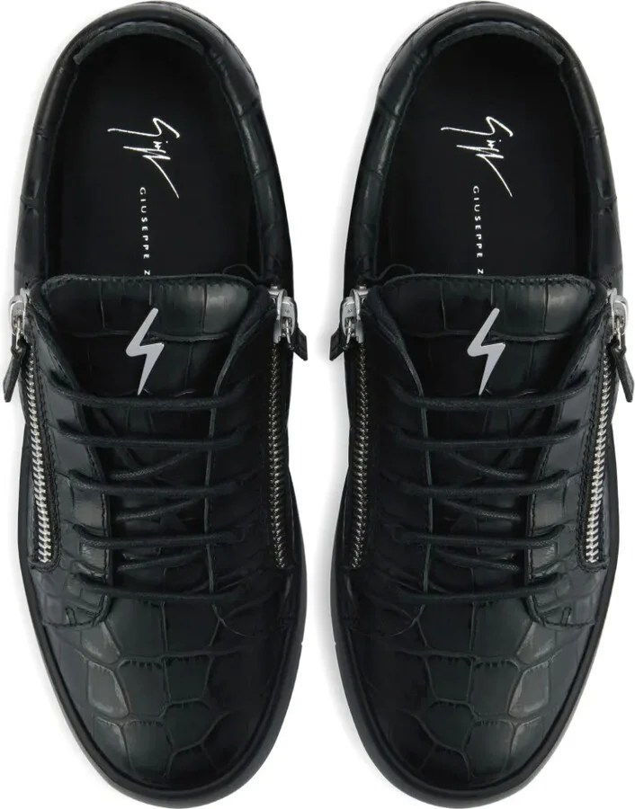 Frankie crocodile-effect zip trainers - Image 4