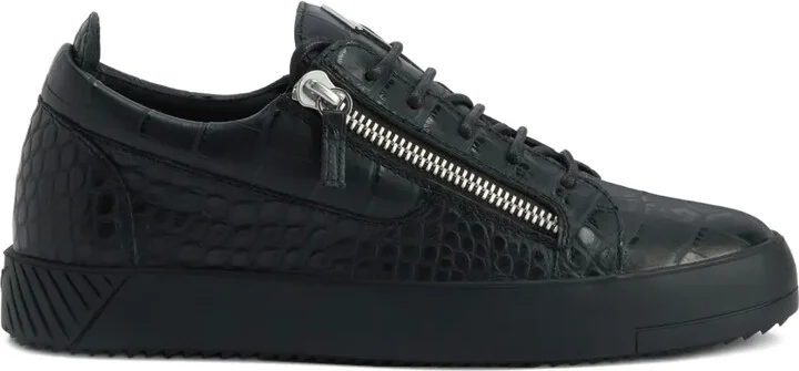 Frankie crocodile-effect zip trainers