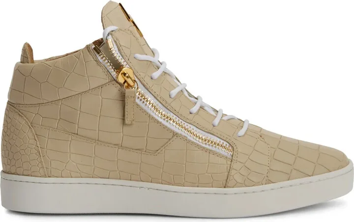 Frankie crocodile-embossed hi-top sneakers