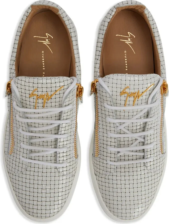 Frankie glossy woven-leather sneakers - Image 4