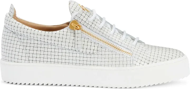 Frankie glossy woven-leather sneakers