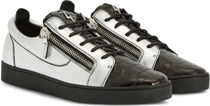 Frankie metallic crocodile-effect sneakers - Image 2