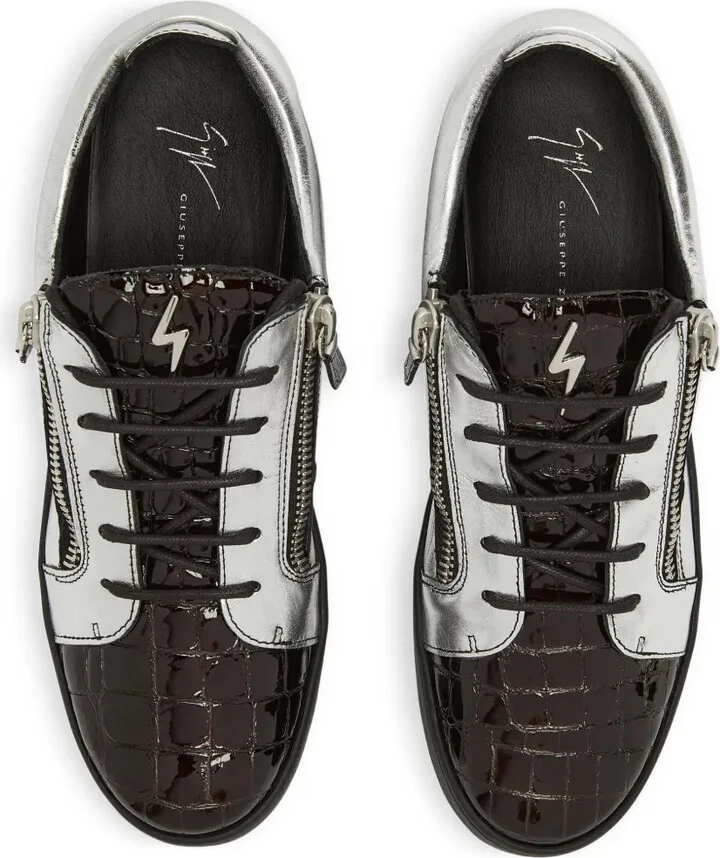 Frankie metallic crocodile-effect sneakers - Image 4