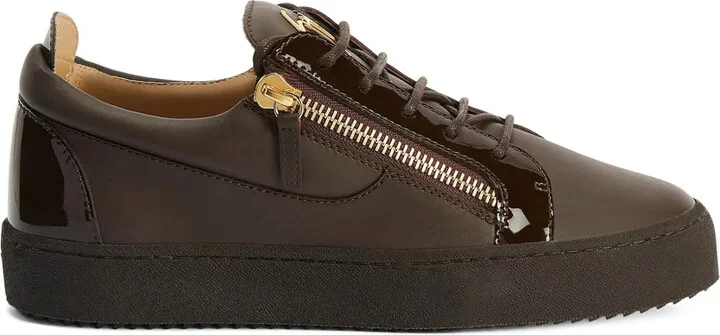 Frankie patent-leather lace-up sneakers