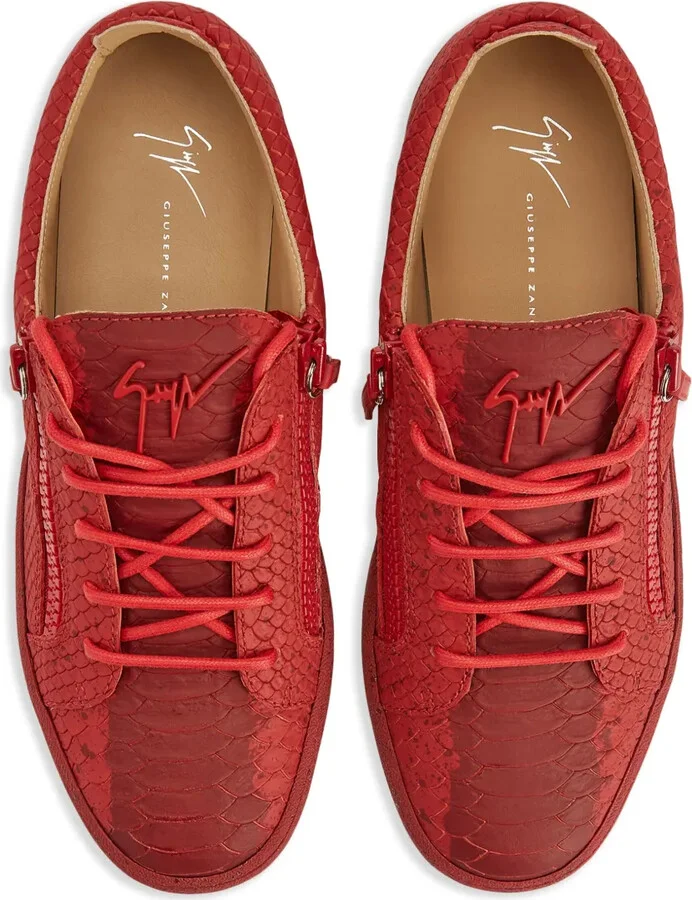 Frankie snakeskin-effect low-top leather sneakers - Image 4