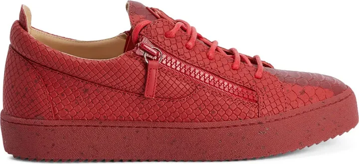 Frankie snakeskin-effect low-top leather sneakers