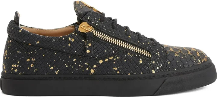 Frankie snakeskin-print zip sneakers